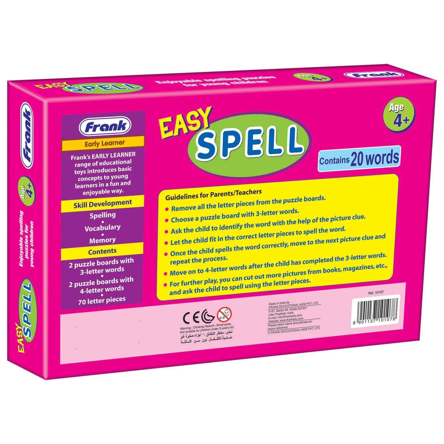 Frank Easy Spelling Puzzle Contains 20 Words Age 4+ Years