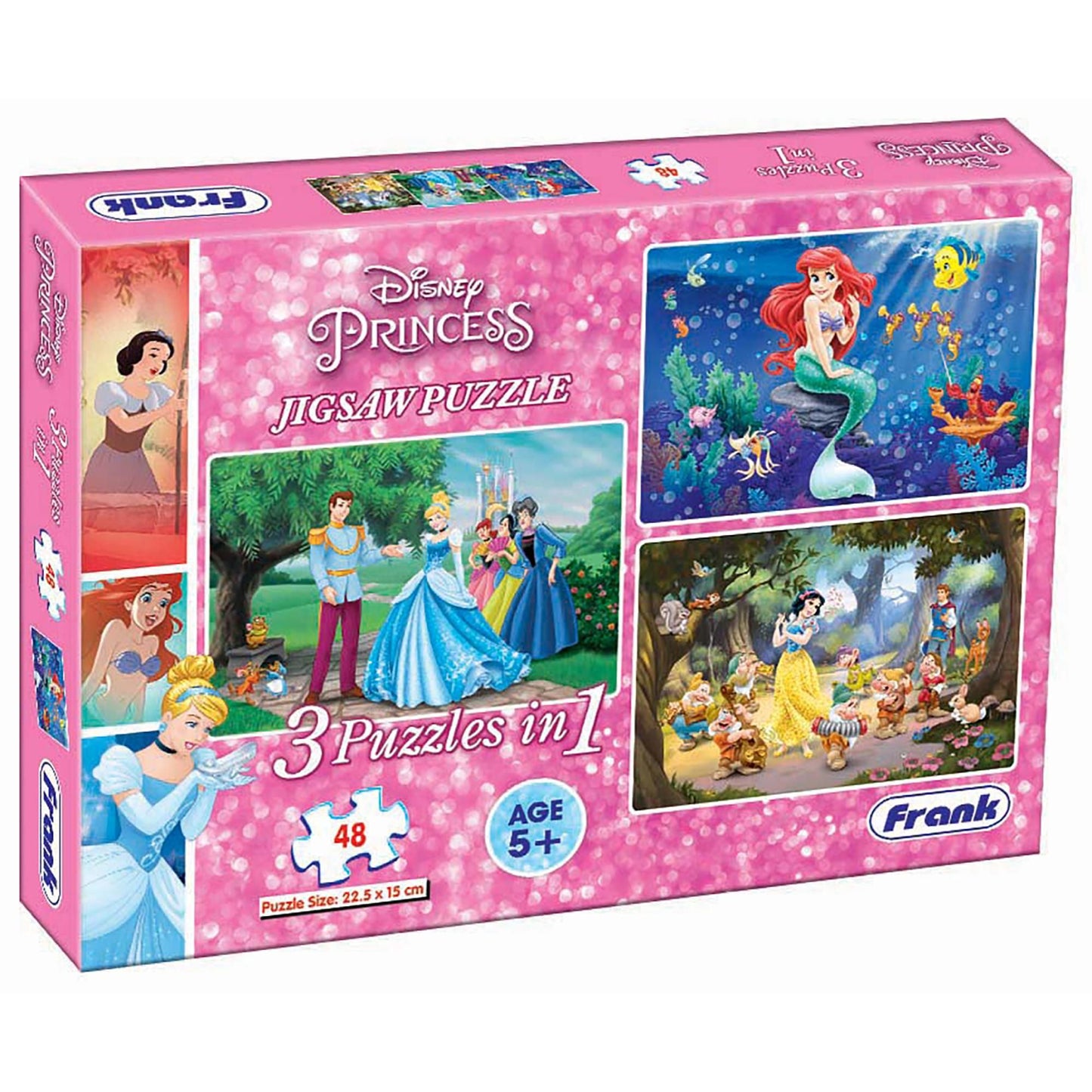 Frank Disney Princess 48 Pieces 3 in 1 Jigsaw Puzzle for Kids Above 5+ Years