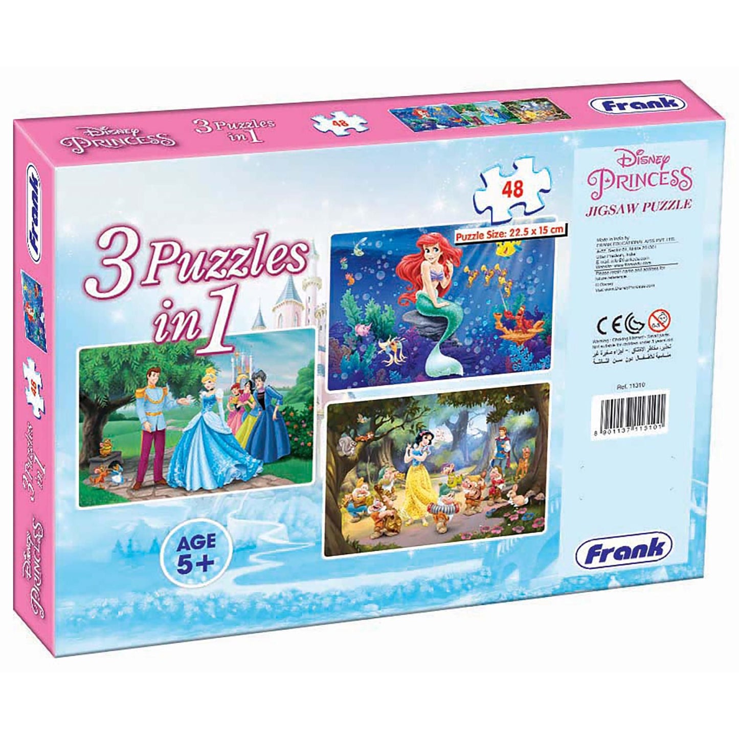 Frank Disney Princess 48 Pieces 3 in 1 Jigsaw Puzzle for Kids Above 5+ Years