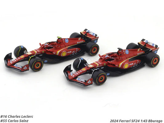 Bburago 1/43 Formula Racing SF-24 Twin Pack