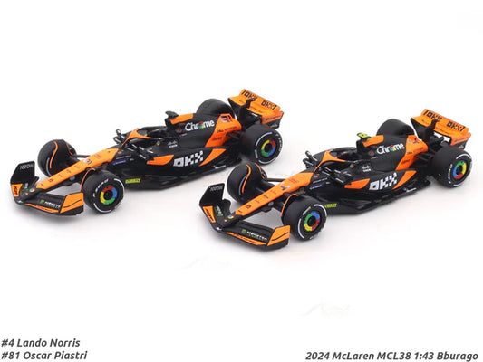 Bburago 1/43 Formula Racing Mclaren MCL38 Twin Pack