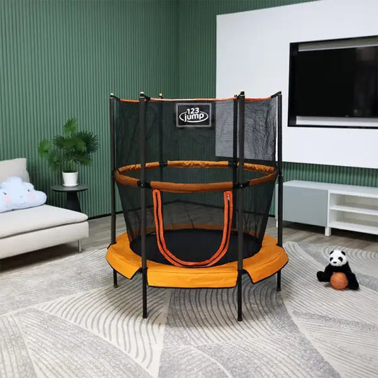 123 Jump 48 inch (4 feet) Round Mini Trampoline with Safety Enclosure (age 3-7 Years) with warranty