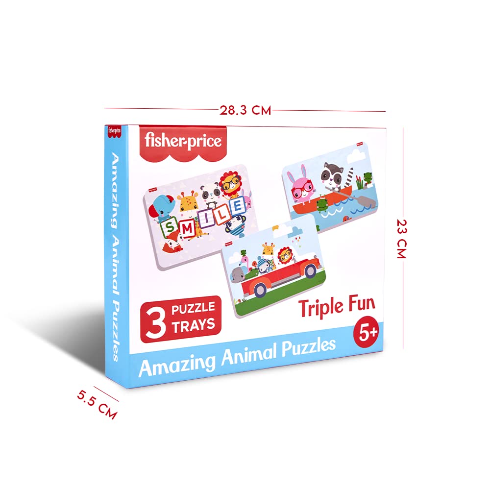 Fisher Price Amazing Animals Puzzles for Kids - 60 Pieces 3 in 1 Jigsaw Puzzle for Kids Age 5 Years & Above