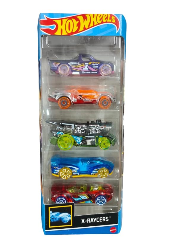 Hot Wheels Car 2024 X-Raycers Pack of 5 Graftnator, Cosmic Coupe, Loco Motorin, Electrack, Nerve Hammer