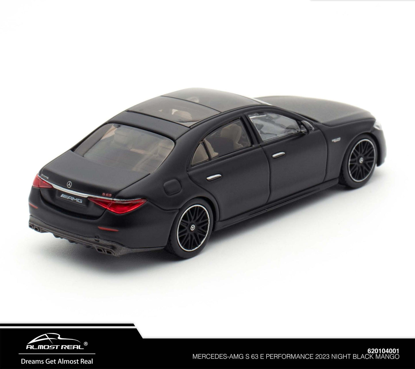 AR Box Almost Real 1/64 Mercedes-AMG S 63 E Performance Night Black Magno With Acrylic Case