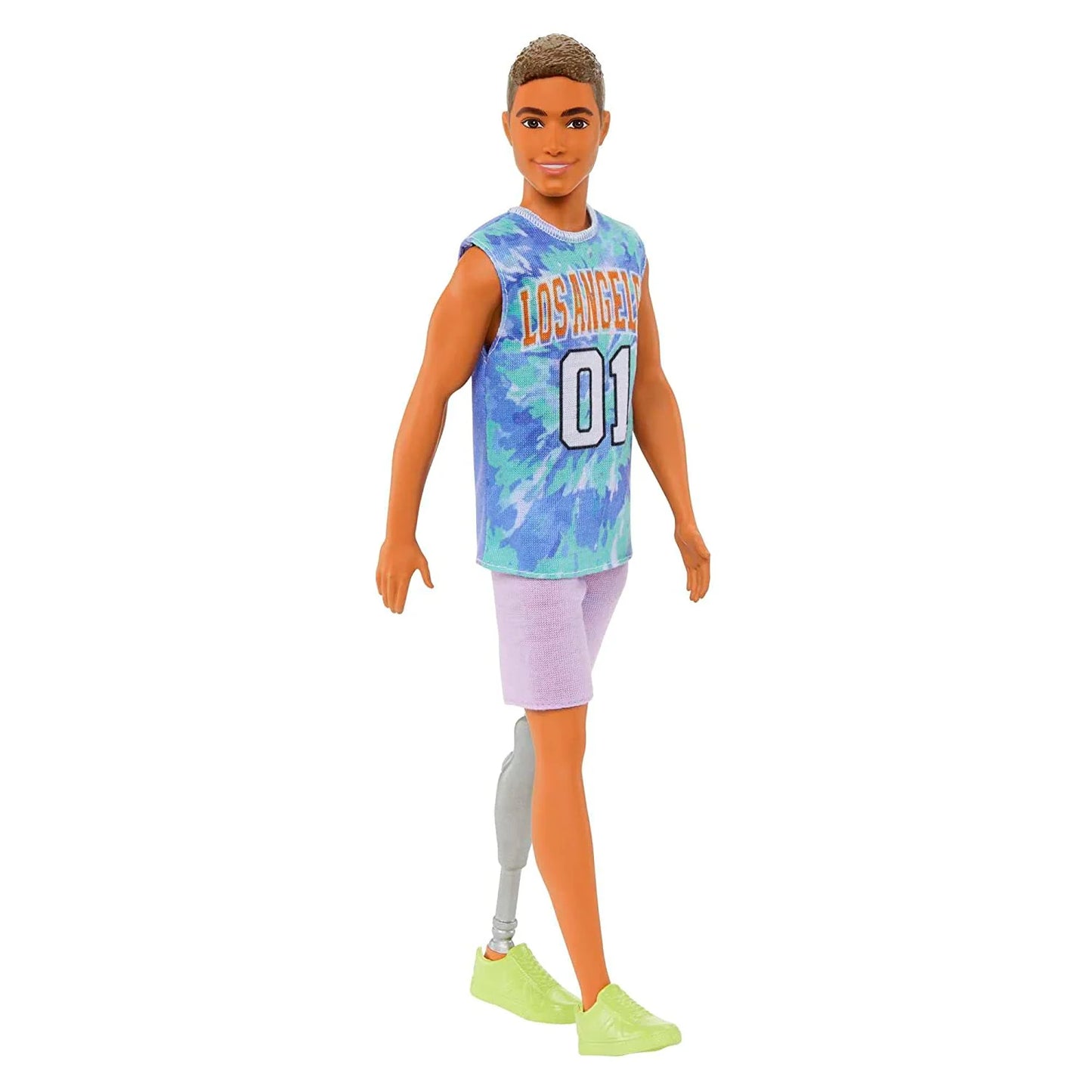 Barbie Ken Fashionistas with Prosthetic Leg Wearing Los Angeles Jersey and Purple Shorts with Sneakers #212 for Kids Ages 3+