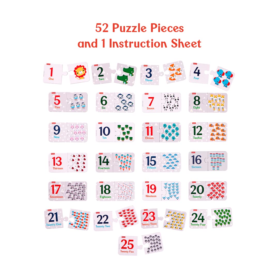 Fisher Price Fun with Numbers Puzzle - 50 Pieces Numbers Matching Puzzle for Kids Age 3 Years & Above