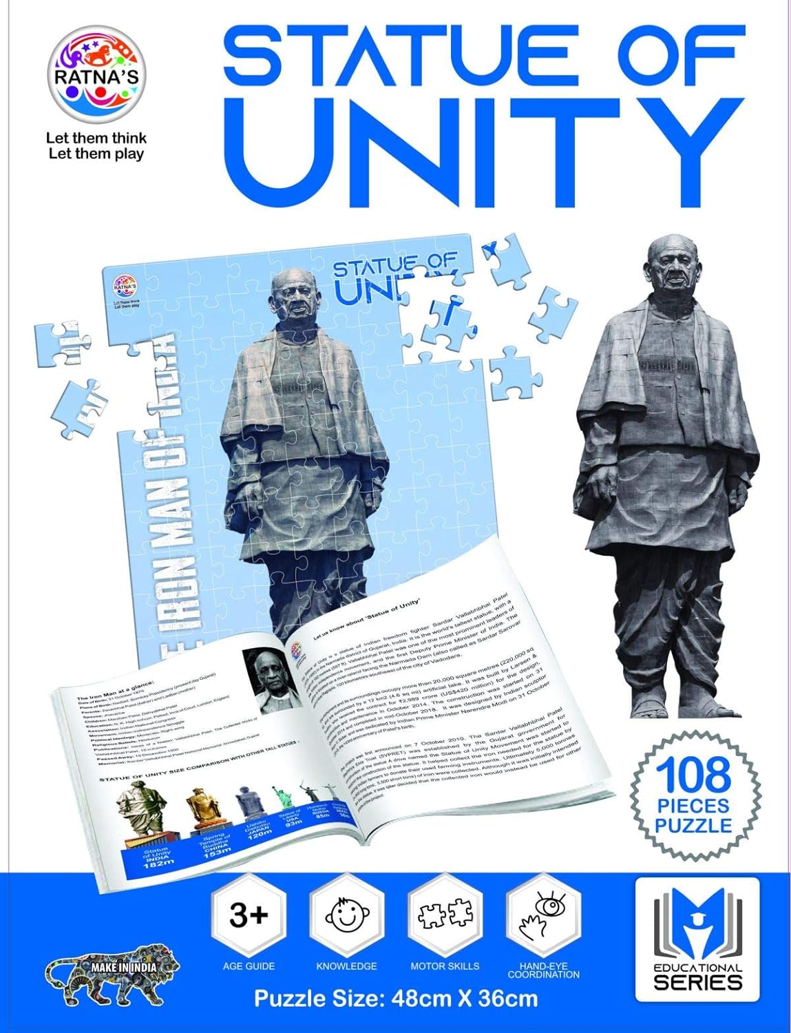 Statue of Unity 108 Pieces Jigsaw Puzzle with 12 Pages Information Booklet