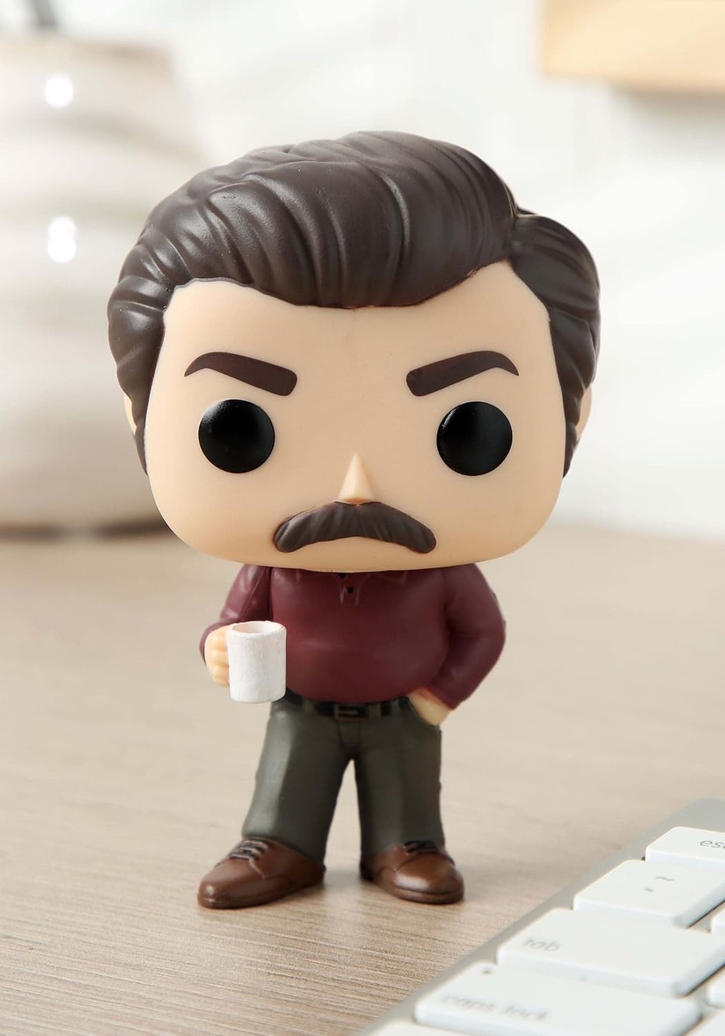 Funko Pop! Parks And Recreation : Ron Swanson # 499 With Soft Protector Case