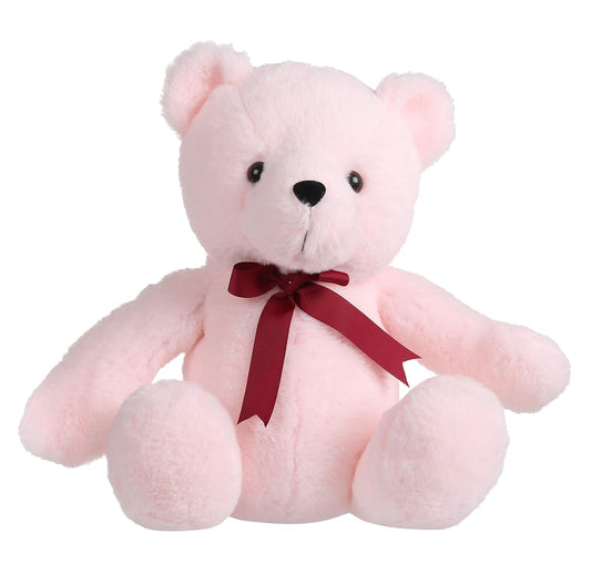 Mirada Bear With Wine Bow Pink - 35 Cm