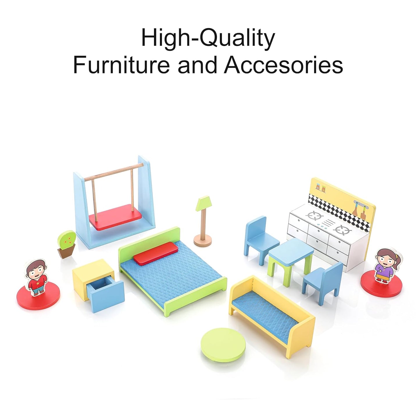 Chanak Wooden Doll House for Kids (16 Pieces)