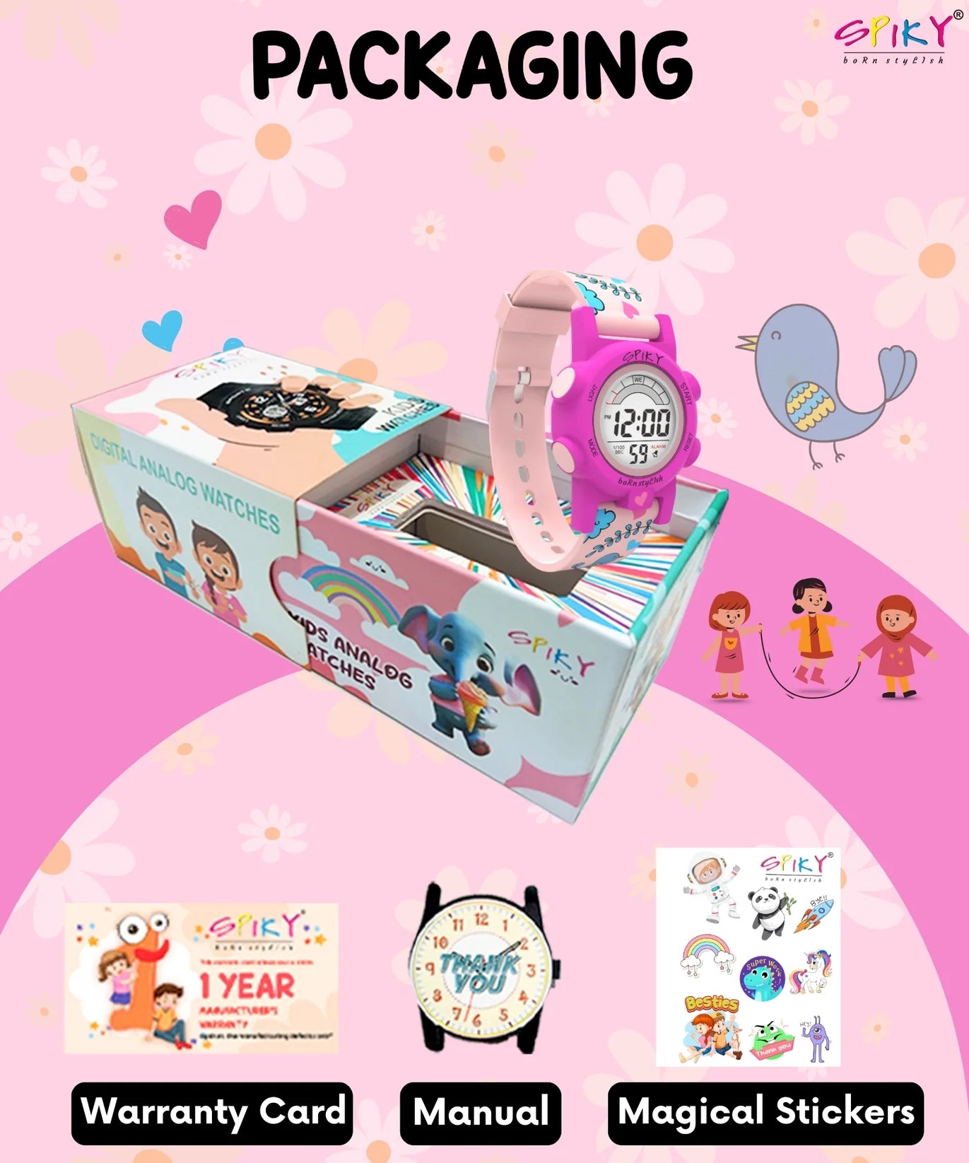 Spiky Multi-functional Digital Sports Watch -- EVA41_C4