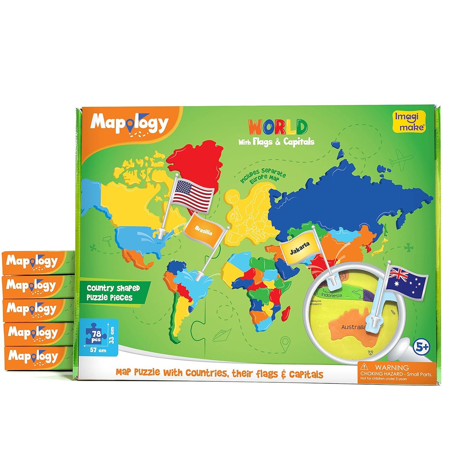 Imagi Make Mapology World with Flags & Capitals ( Free Monuments of India )