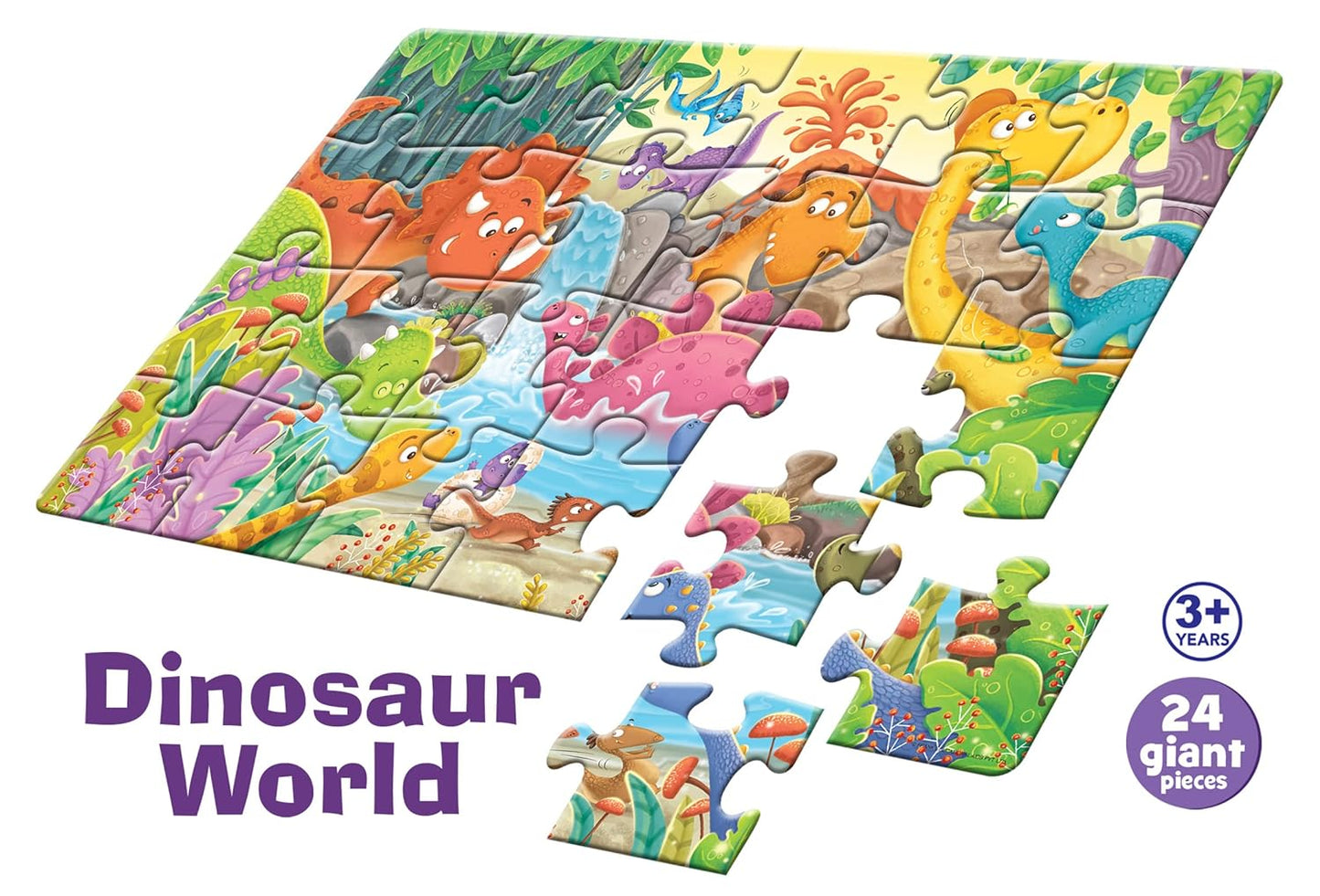 Frank Dinosaur World Giant Floor Jigsaw Puzzle (24 Cardboard Pieces) for Preschool Kids Age 3 Years Old & Above