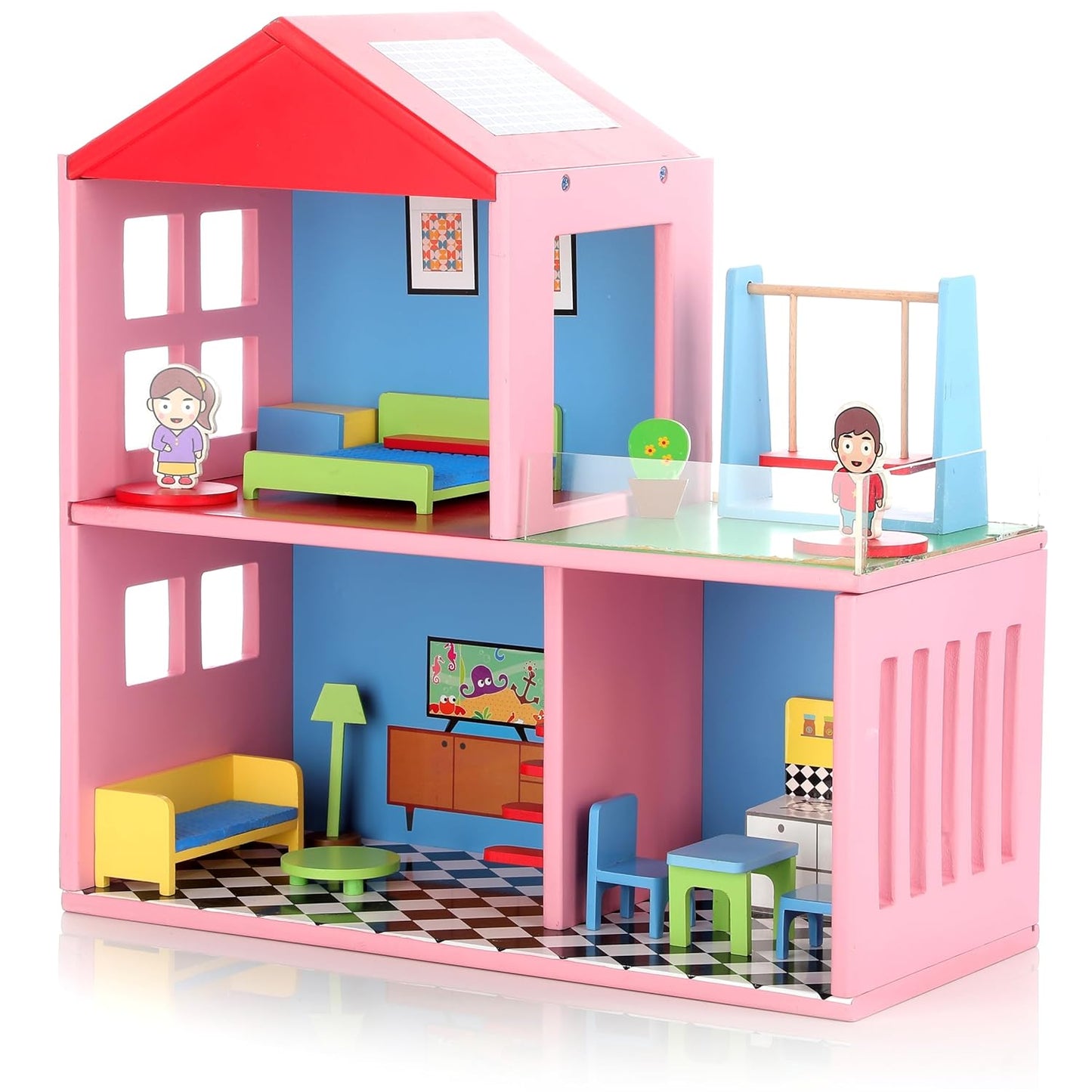 Chanak Wooden Doll House for Kids (16 Pieces)