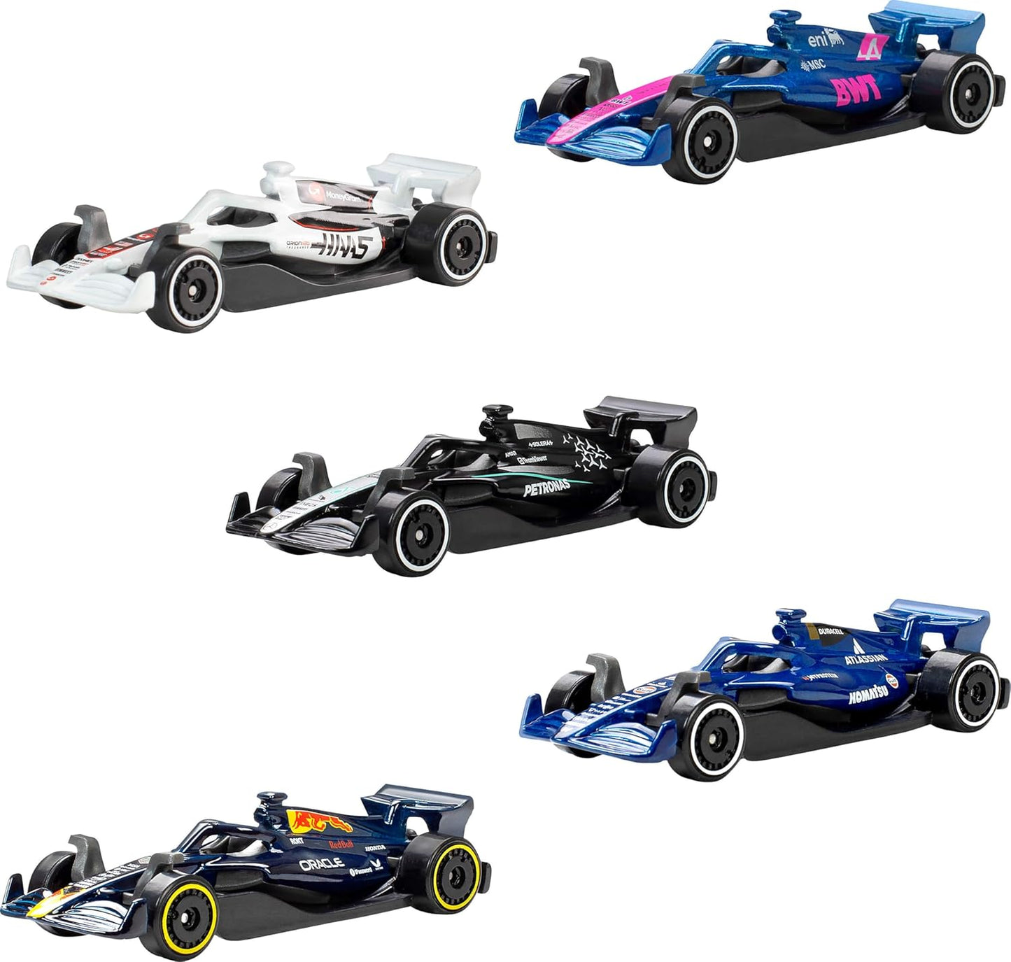 Hot Wheels 1/64 Formula 1 Five-Car Pack With 4 Random Mainlines ( Fantasy's )