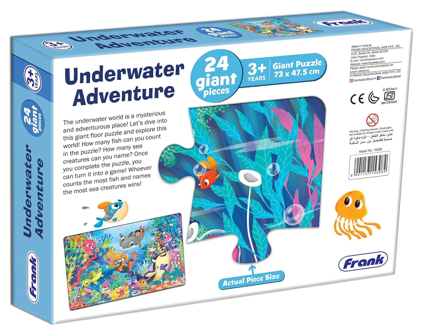 Frank Underwater Adventure Giant Floor Jigsaw Puzzle (24 Cardboard Pieces) for Kids Age 3 Years Old & Above