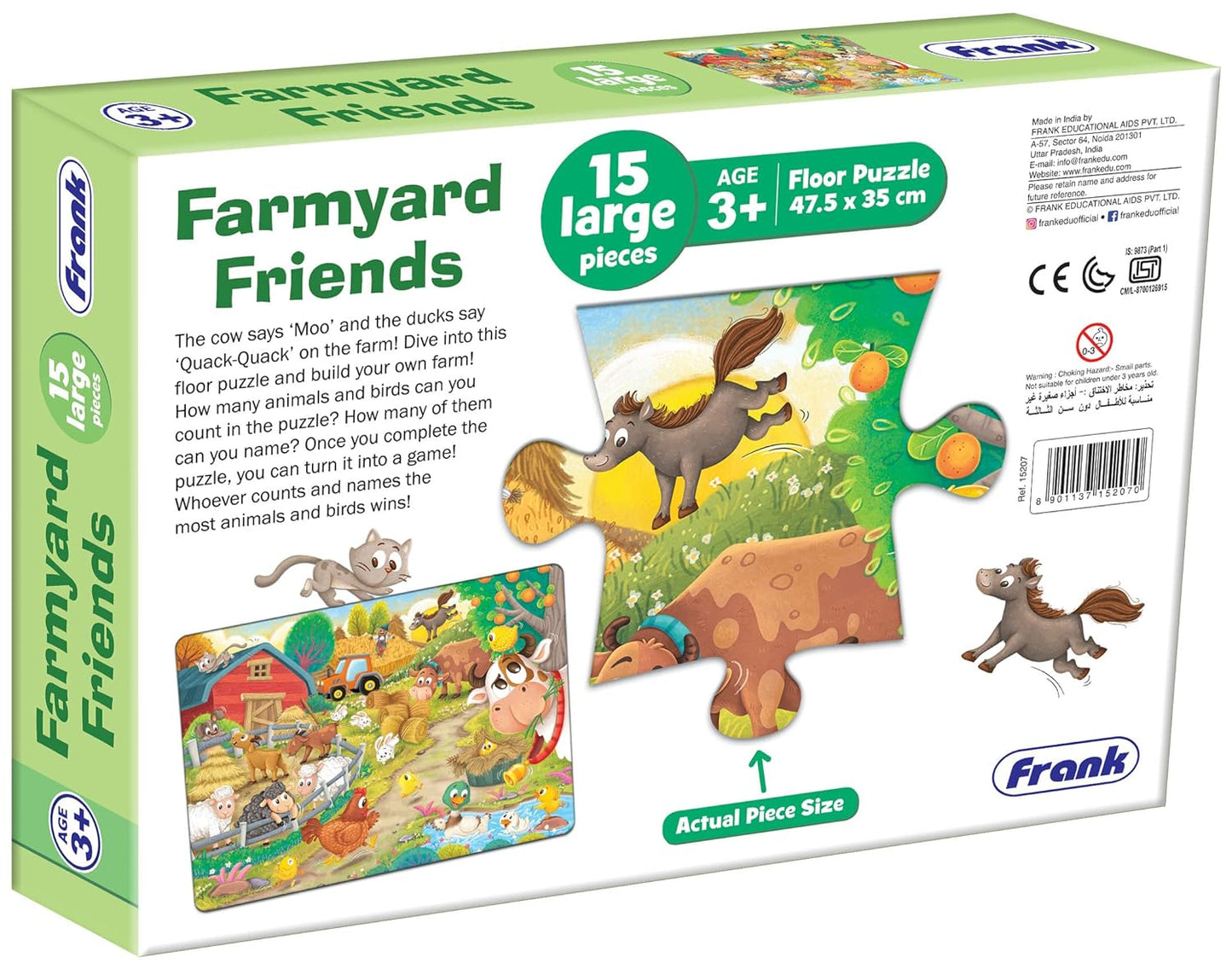Frank Farmyard Friends Floor Puzzle (15 Pieces) | Fun & Educational Toy for Kids 3+ Year Old