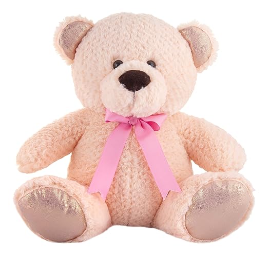 Mirada Sitting Teddy Bear With Ribbon- 32 Cm ( Peach )