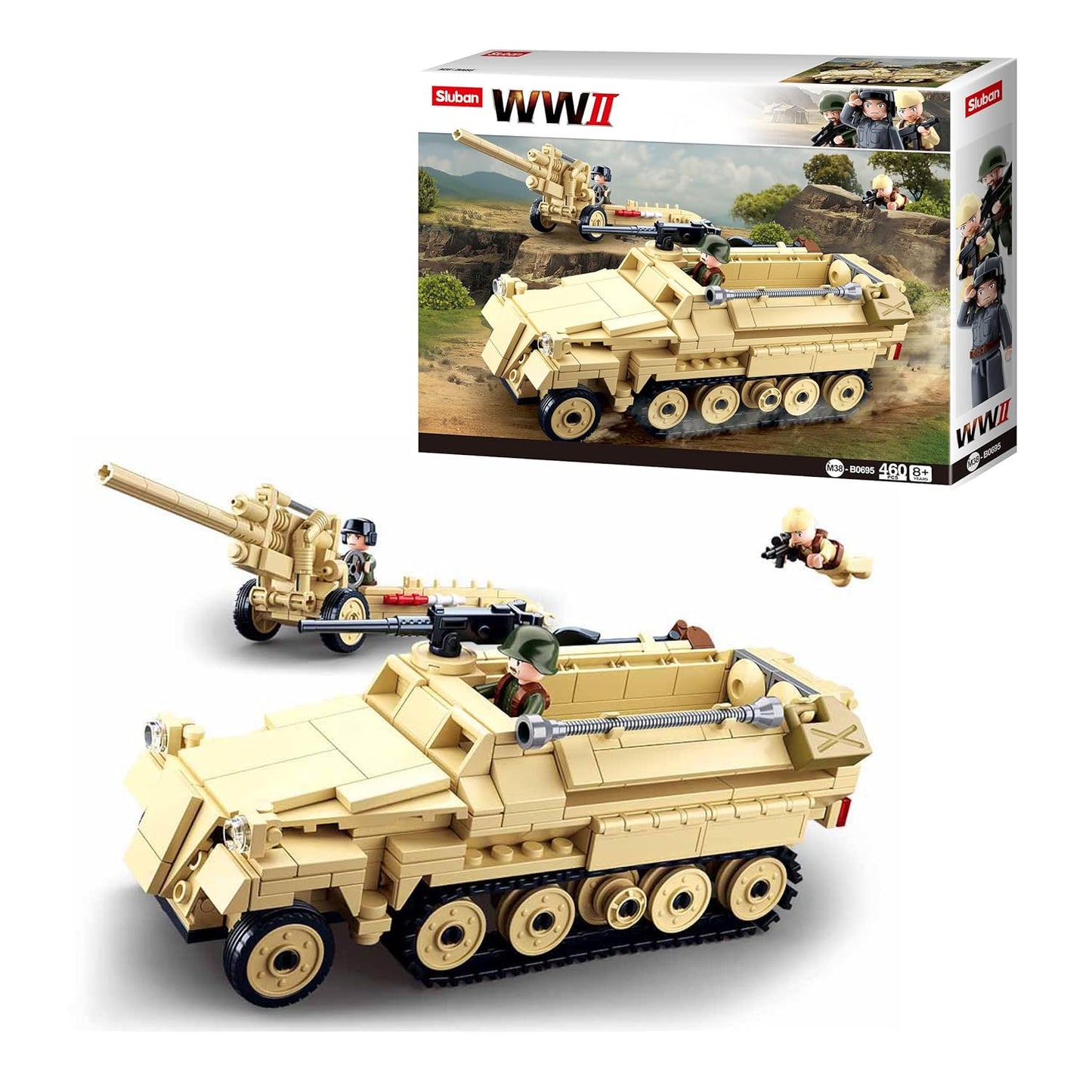 Sluban M38-B0695 WWII WW2 Half Track Armoured Vehicle - 460 Pcs