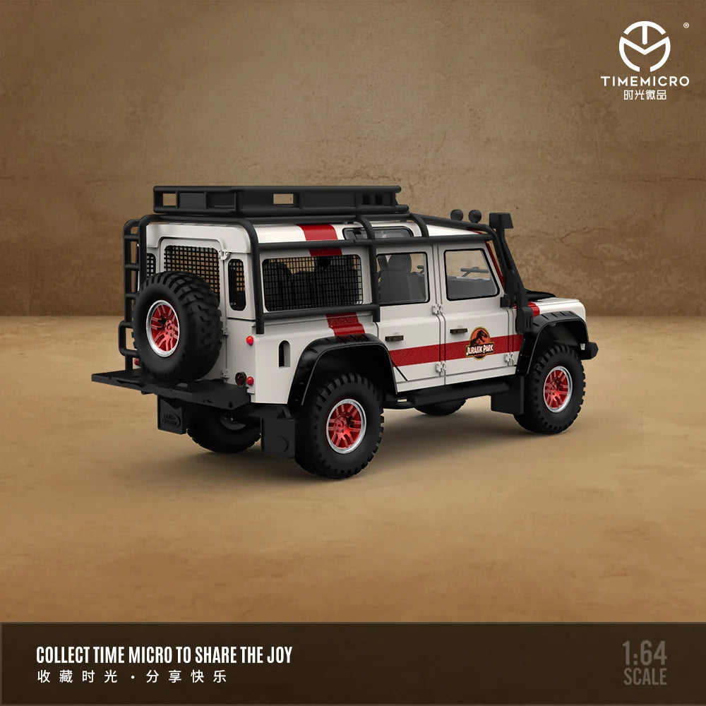 Time Micro 1/64 Land Rover Defender Jurassic Park Livery Limited Edition 145/999 With Acrylic Case