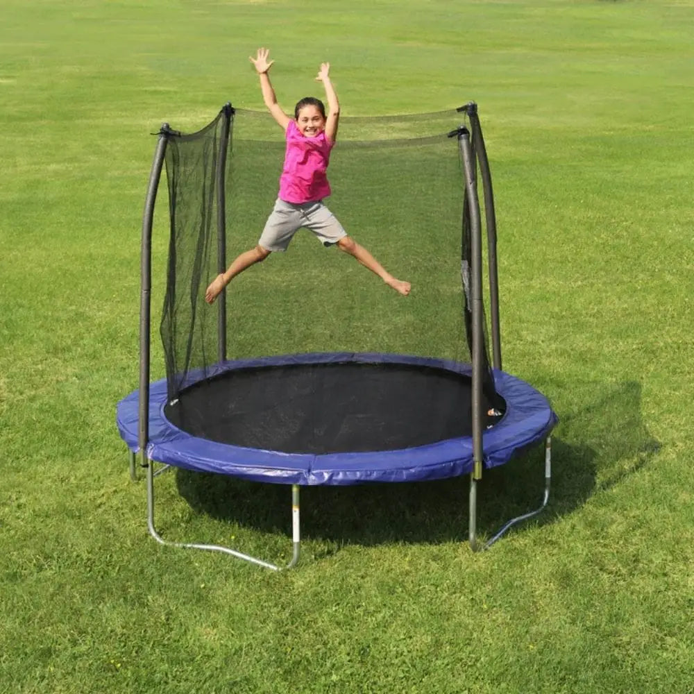 Skywalker Trampoline 8 feet Trampoline with Safety Enclosure – Blue (for age 6+ Years) with warranty