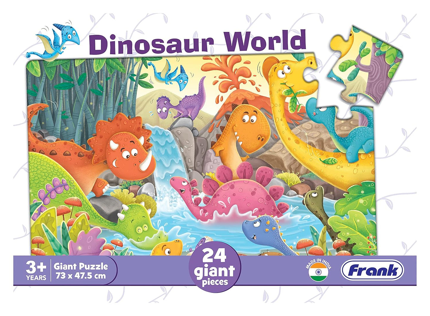 Frank Dinosaur World Giant Floor Jigsaw Puzzle (24 Cardboard Pieces) for Preschool Kids Age 3 Years Old & Above