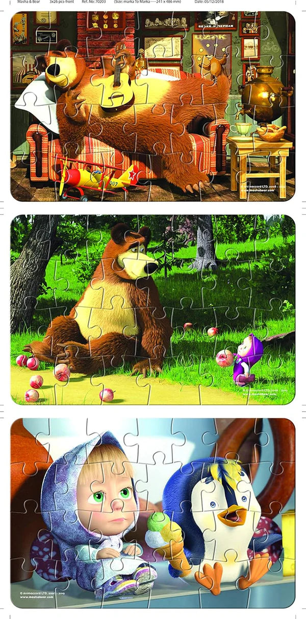 Frank Masha & The Bear 3 In 1 Puzzle 26 Pieces