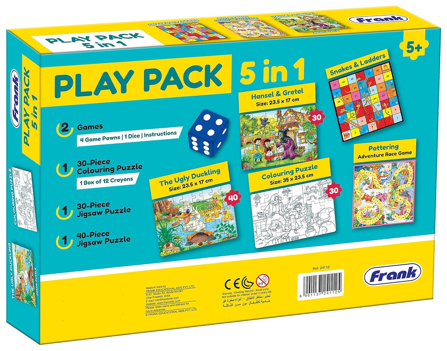 Frank Play Pack 5 in 1 with 2 Jigsaw Puzzles for Kids Age 5 Years Old & Above