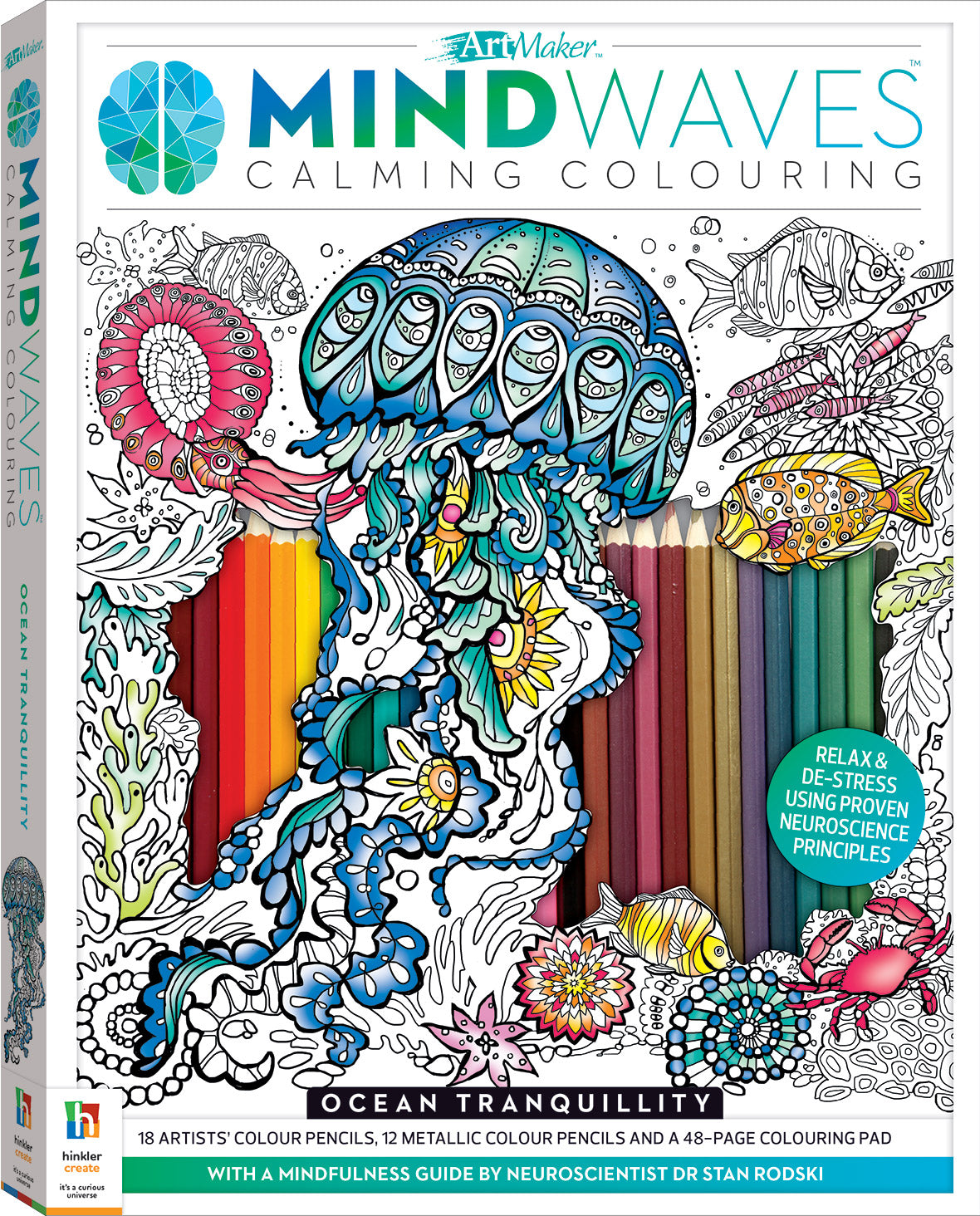 Art Maker Mindwaves Calming Colouring Ocean Tranquillity - Hinkler
