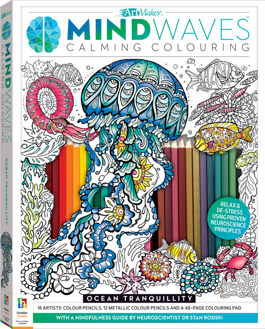Art Maker Mindwaves Calming Colouring Ocean Tranquillity - Hinkler