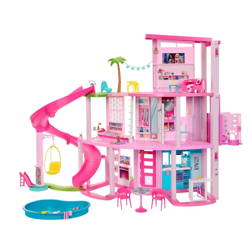 Barbie Dreamhouse, Pool Party Doll House with 75+ Pieces and 3-Story Slide, Pet Elevator and Puppy Play Areas