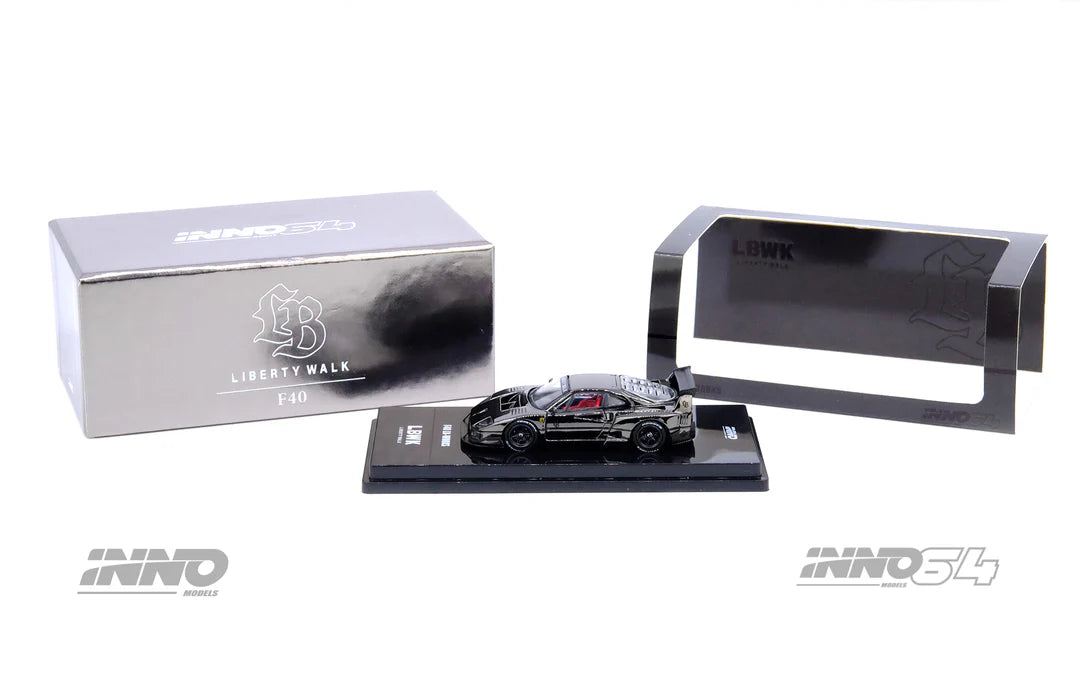 INNO 64 1/64 Ferrari LBWK F40 Chrome Black With Acrylic Case