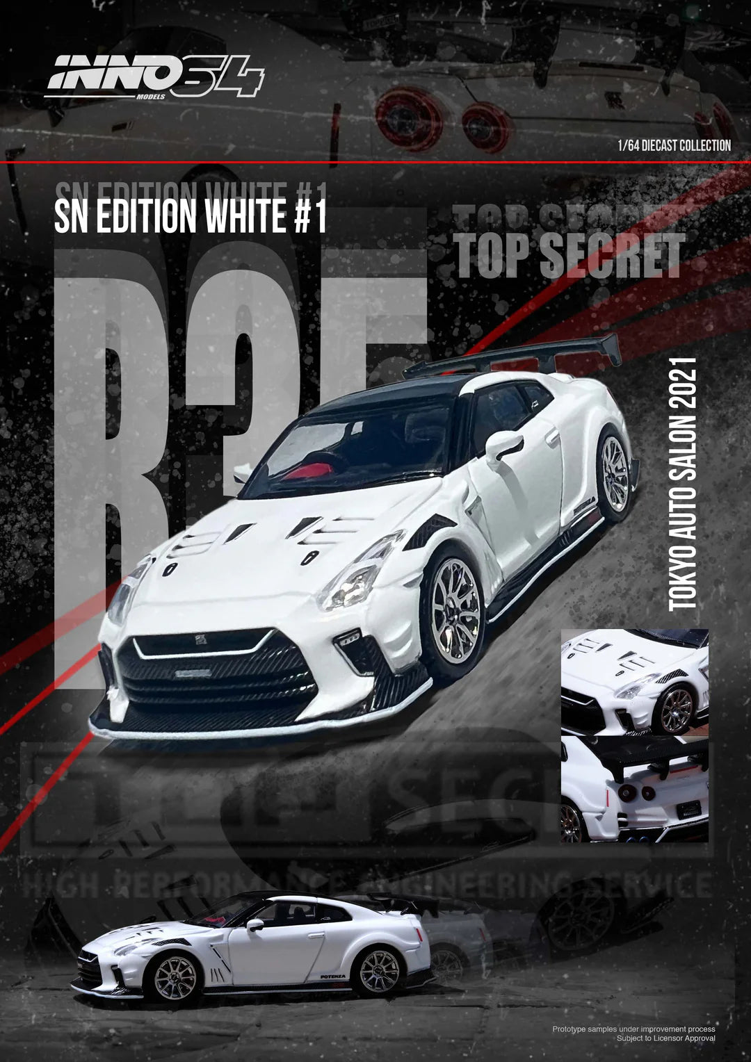 INNO 64 1/64 Nissan GT-R ( R35 ) "Top Secret" Tokyo Auto Salon 2021