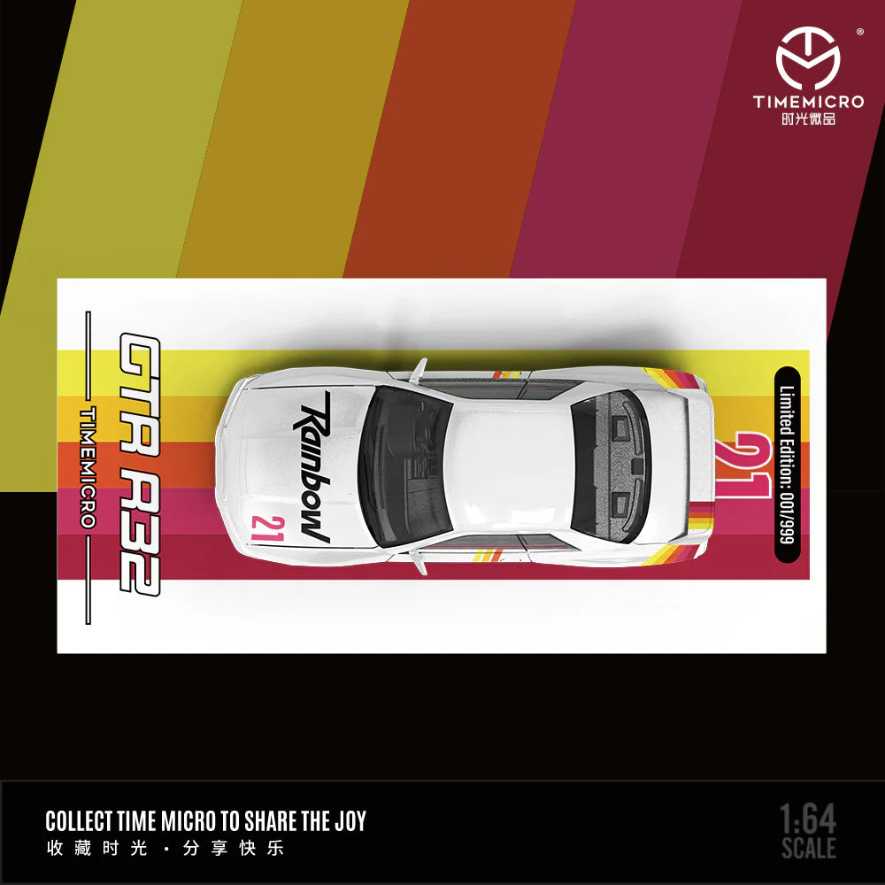 Time Micro 1/64 Nissan GTR R32 Rainbow 21 Racing Limited Edition 016/999 With Acrylic Case