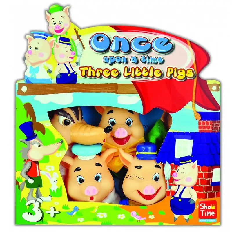 Three Little Pigs (4 Pcs) Hand Puppet Set for Story Telling, Pretend Play, Preschool for 3+ Years