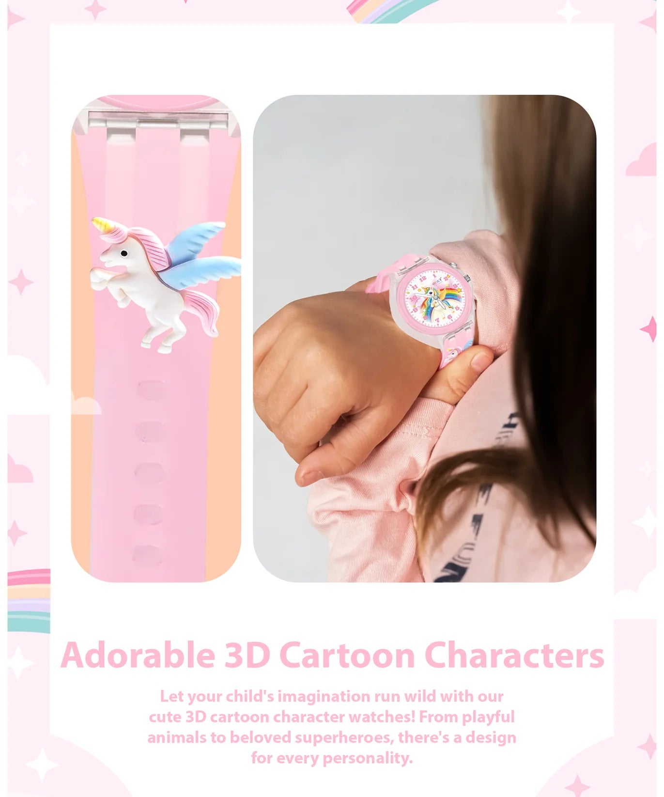 Spiky 3D Cartoon Analog Light Watch -- Unicorn