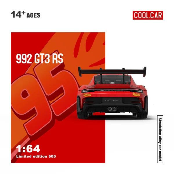 Cool Car 1/64 Porsche 992 GT3 RS "Lightning McQueen" Limited Edition 178/500 With Acrylic Case