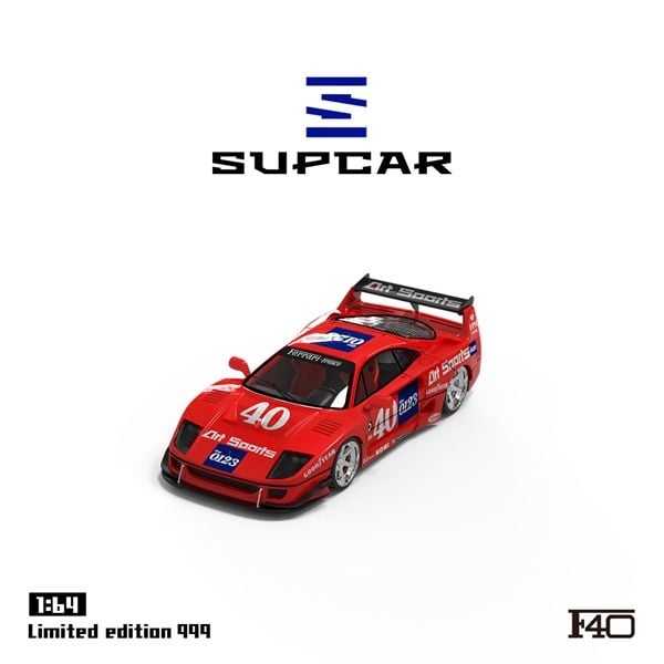 Supcar 1/64 Ferrari F40 Art Sport Racing Red #40 Limited Edition 539/999 With Acrylic Case And Polishing Cloth