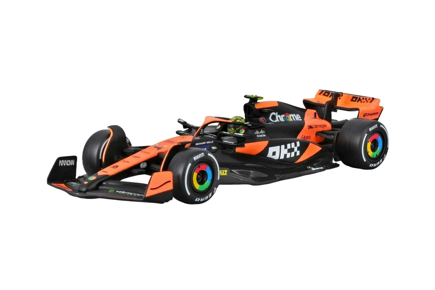 Bburago 1/43 McLaren MCL38 - Miami Grand Prix 2024 #4 Lando Norris With Acrylic Case