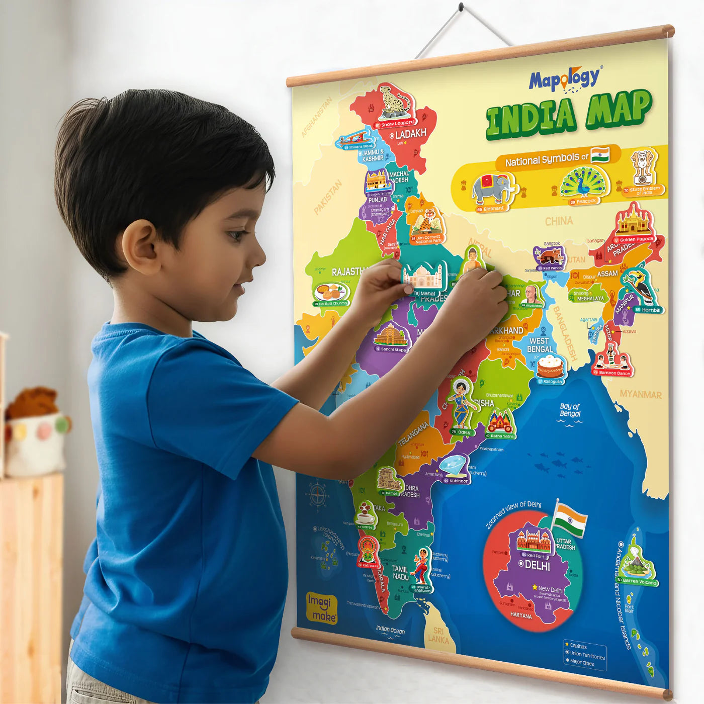 Imagi Make Mapology India Map Wall Chart With Reusable Stickers