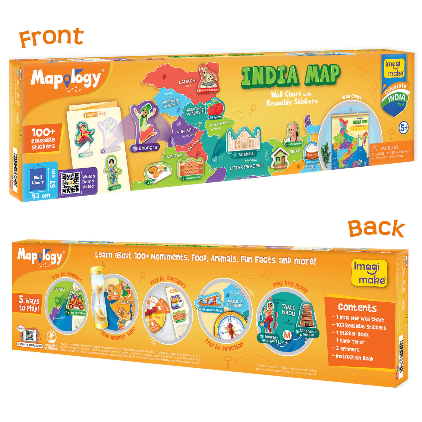 Imagi Make Mapology India Map Wall Chart With Reusable Stickers
