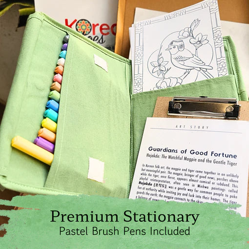 Playkree Korean Echoes Art & Mindfulness Kit: A Creative Journey Through Minhwa, Dancheong & Maedeup