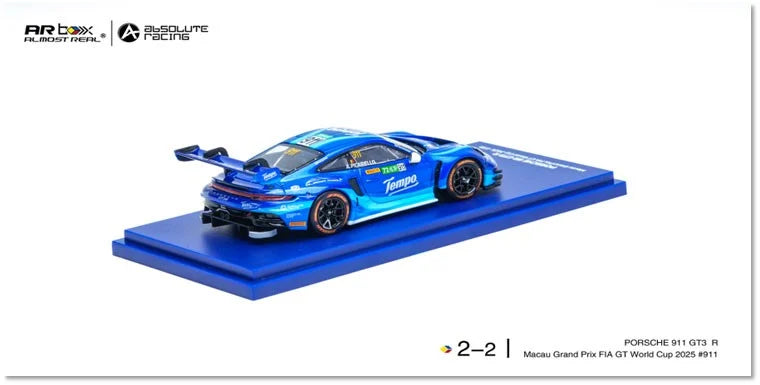 AR Box Almost Real 1/64 Porsche 911 GT3 R Macau Grand Prix FIA GT World Cup 2025 #911 With Acrylic Case