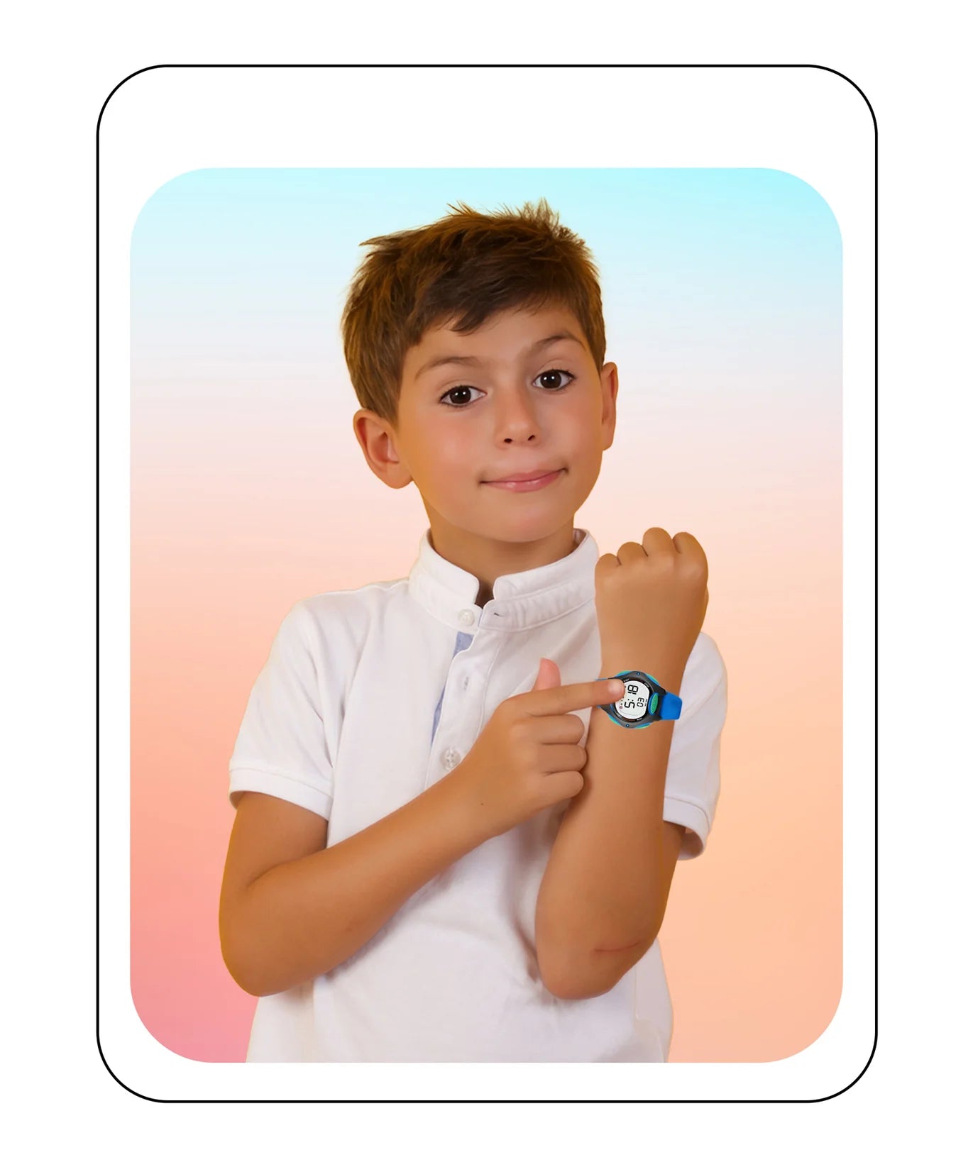 Spiky Round Digital Kids Sports Watch -- EVA2_Blue