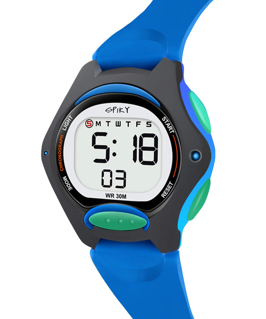 Spiky Round Digital Kids Sports Watch -- EVA2_Blue