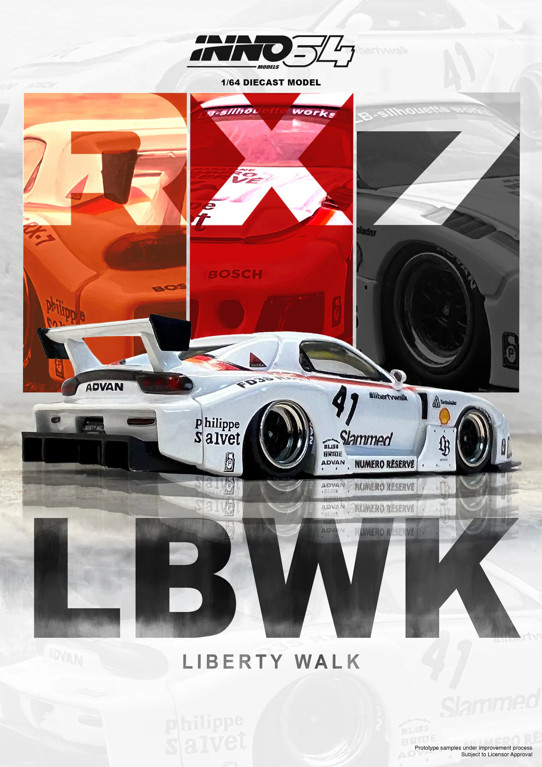 INNO 64 1/64 Mazda RX7 (FD3S) LB-Super Silhouette With Acrylic Case