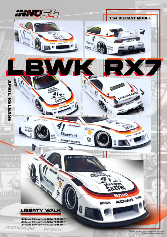 INNO 64 1/64 Mazda RX7 (FD3S) LB-Super Silhouette With Acrylic Case
