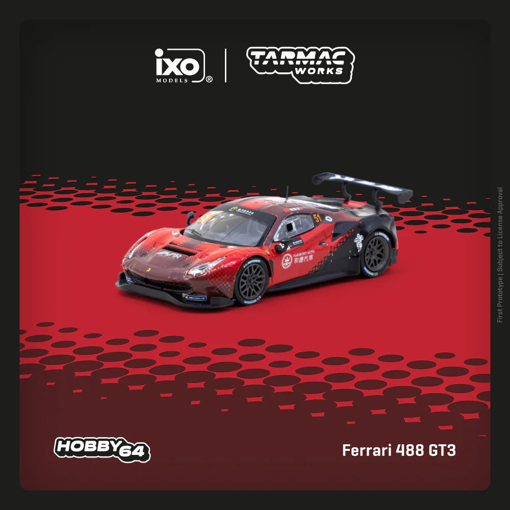 Tarmac 1/64 Ferrari 488 GT3 Macau GT Cup 2022 With Acrylic Case