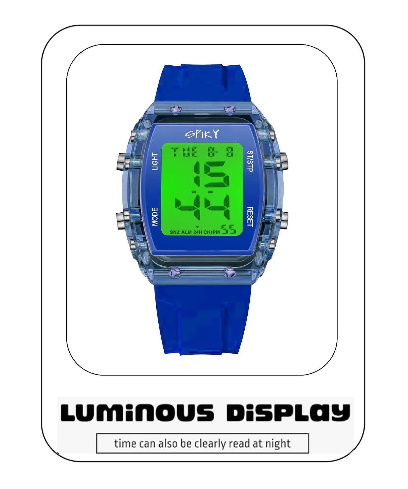 Spiky Digital Sports Watch for Kids -- EVA36 Blue